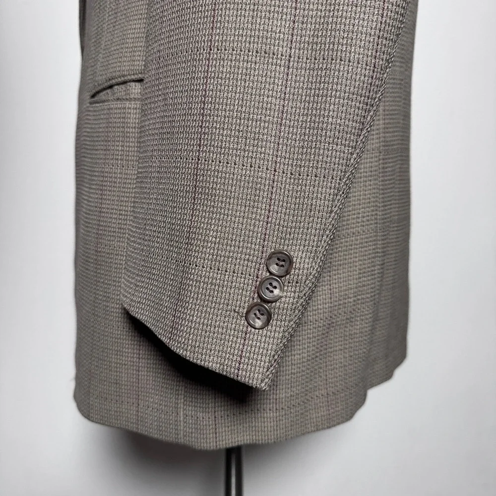 Tallia Uomo Sport Coat Blazer Mens 48L Brown Windowpane Check Two-Button USA